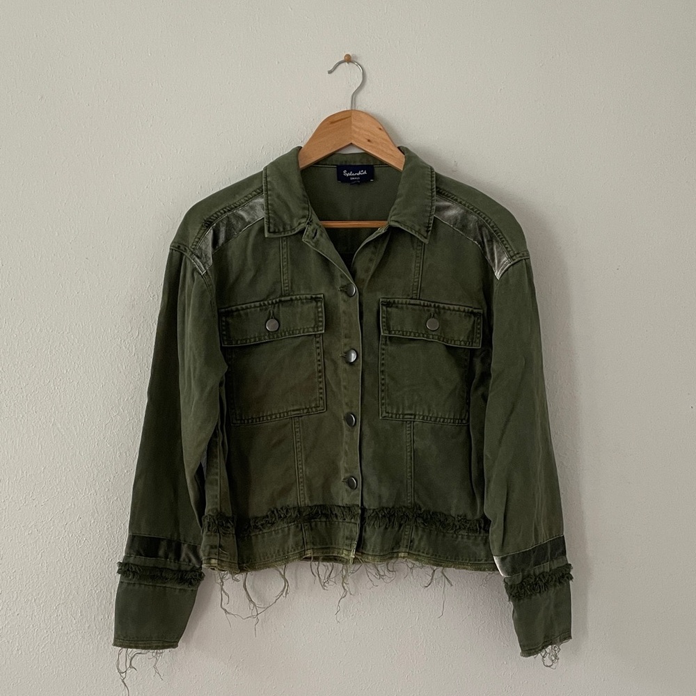 Splendid Jacket Military Shirt Velvet Trim Button Up